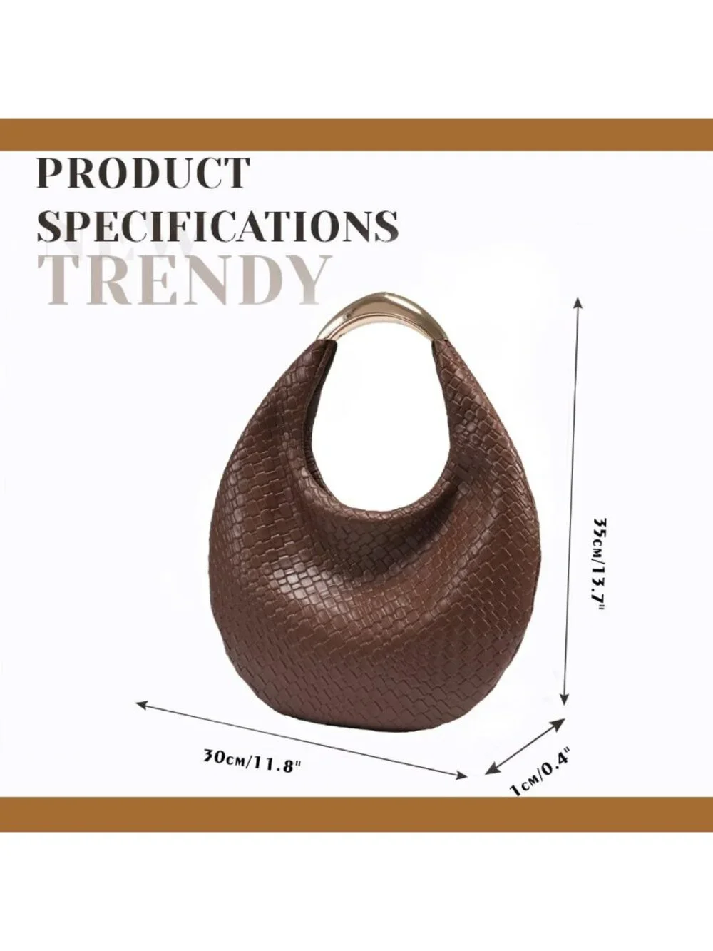 Elegant Boho Chic Braided Hobo Tote Bag, Woven Crescent Purse, PU Leather